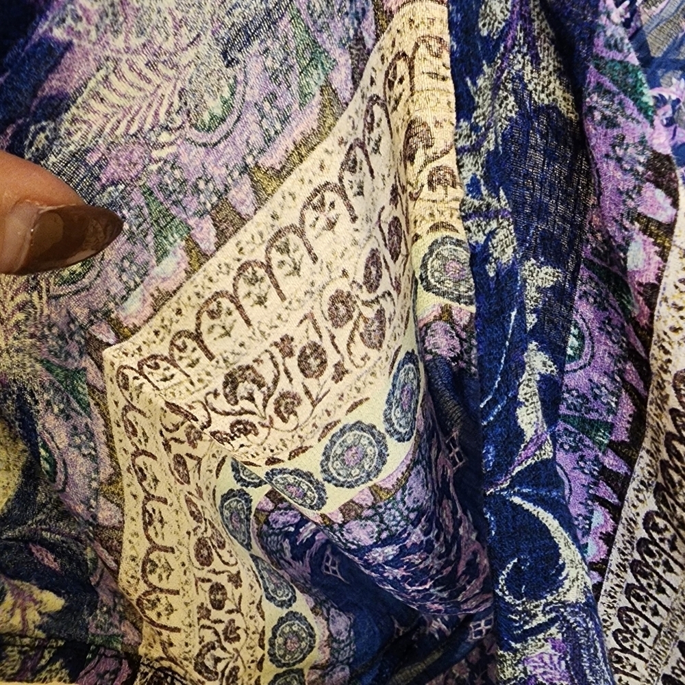 LUCKY BRAND Bohemian Blue and Purple Casual Blouse Size S - Picture 7 of 11